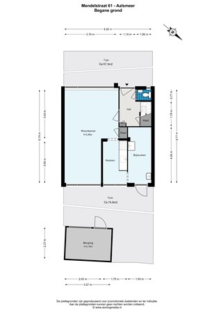 Floorplan - Mendelstraat 61, 1431 KM Aalsmeer